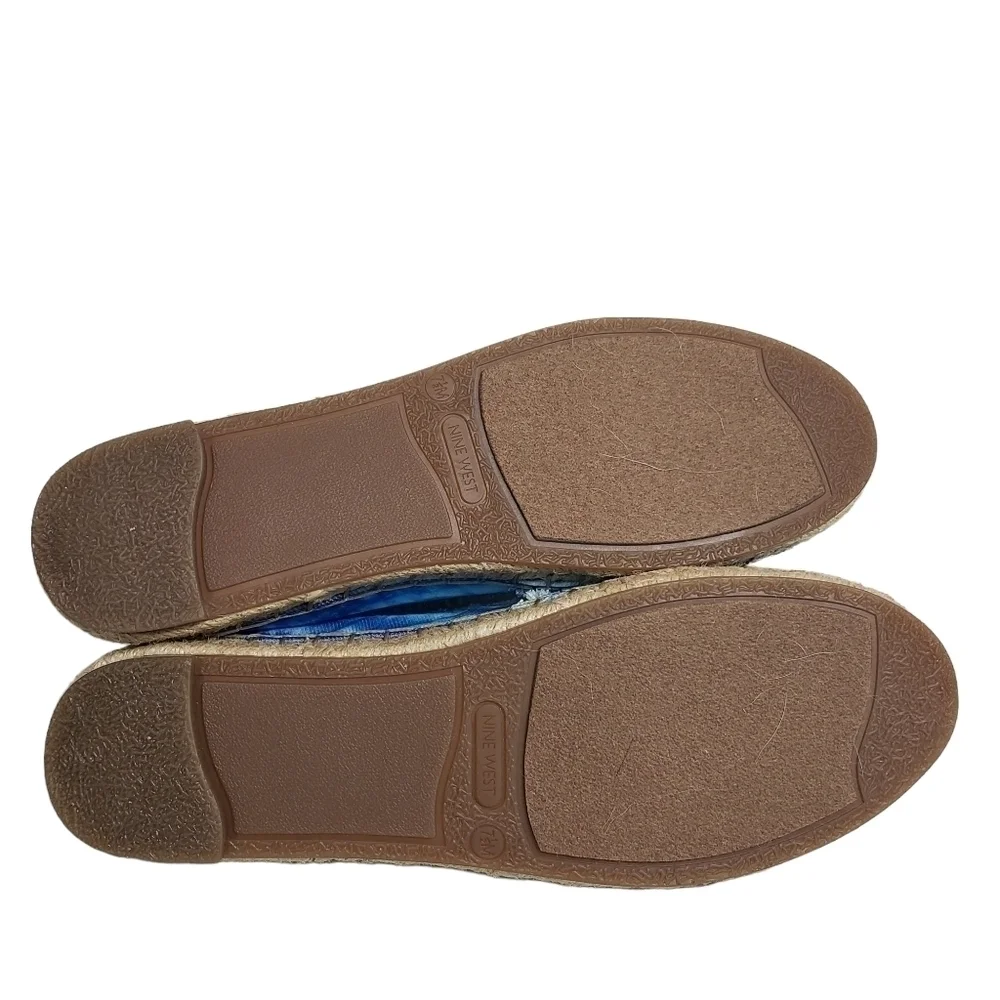 Nine West Maybe Medium Blue Fabric Espadrille Flats Sz 7.5M